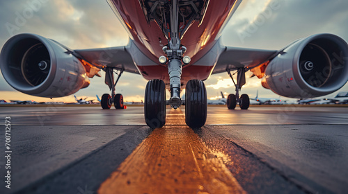 Takeoff and landing of an airplane that captures and mesmerizes the spirit with a beautiful background at speed