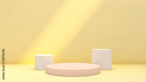 Luxury natural 3d display product colourful minimal scene with geometric podium platform. Pinterest cylinder background vector 3d rendering with podium. Stand for cosmetic products. 
