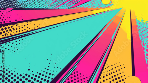 Wow pop art Road. Vector colorful background in pop art retro comic style. photo
