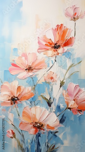 Acrylic illustration of a bouquet of bright summer flowers