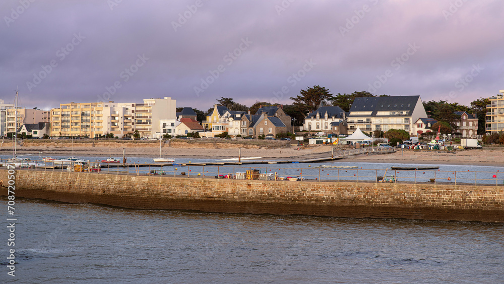 Panorama of the coastline in the town of Pornichet in Brittany