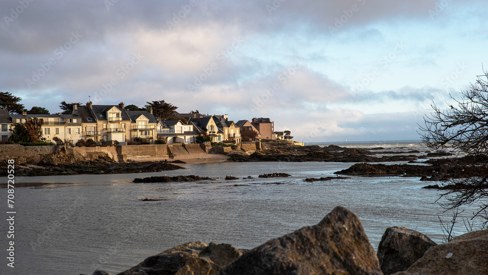Panorama of the coastline in the town of Pornichet in Brittany