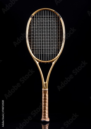 golden tennis racket isolated