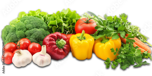 Collection of different Fresh Vegetables Group Isolated on Transparent White Background - Organic Assortment