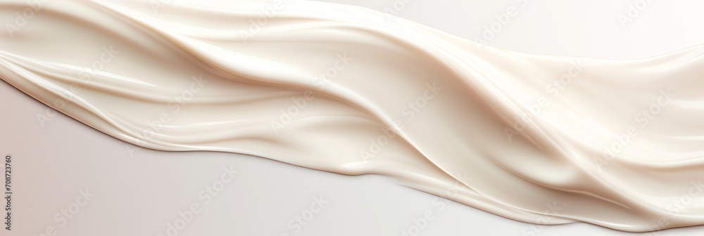 Face lotion cream sample, white cream sample on a light background, lotion texture, a smear of moisturizer closeup, beauty and skin care concept, banner