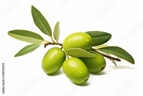 Wallpaper Mural Fresh olives with leaves close-up on white background Torontodigital.ca