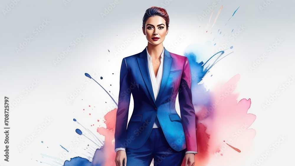 Obraz premium Beautiful girl with colored hair on a light background