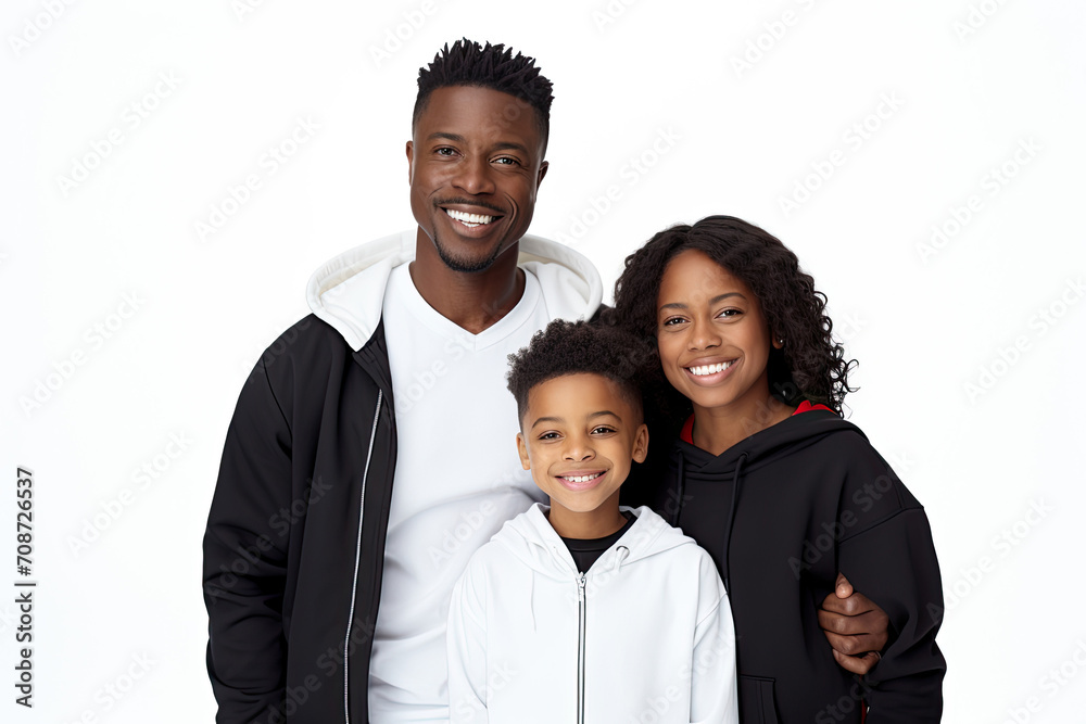 A happy family portrait: father, mother, and children together, showcasing love and joy in a studio isolated on white background. A happy family portrait: father, mother, and children together, showcasing love and joy in a studio isolated on white background.