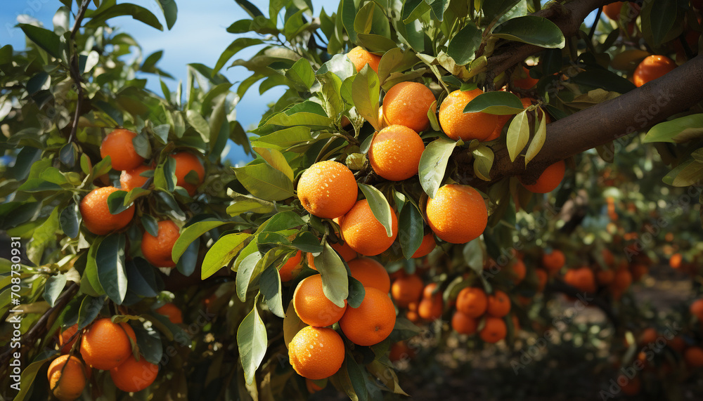 Freshness of nature harvest ripe, healthy, organic citrus fruit generated by AI