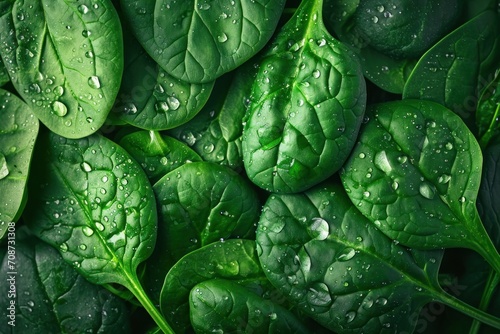 Fresh Spinach Leaves Background photo