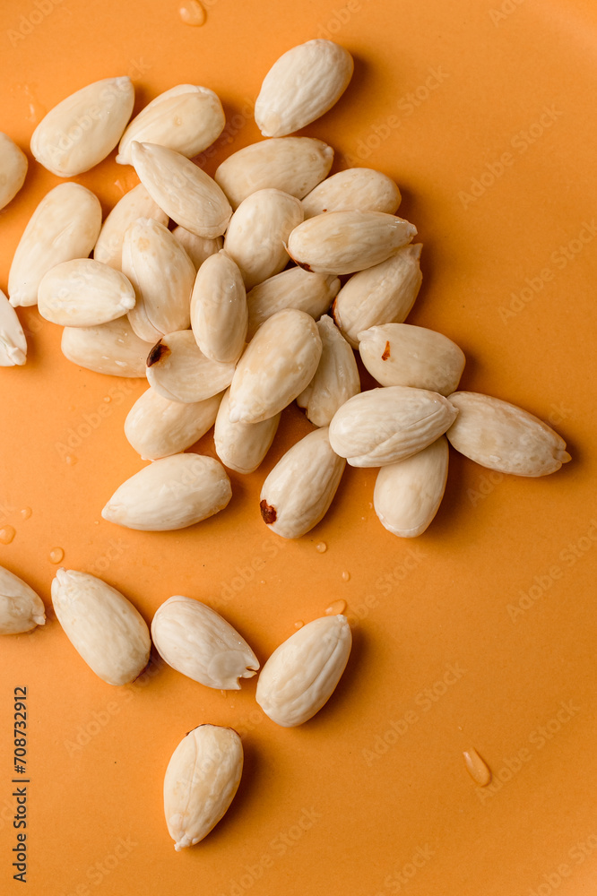 wooden cutting board with peanuts