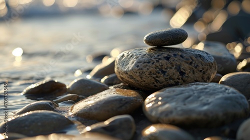  a pile of rocks sitting on top of a beach next to a body of water on top of a pile of rocks on top of a beach next to a body of water.