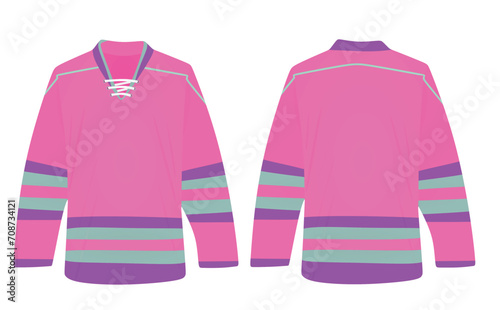 Pink striped ice hockey shirt. vector illustration