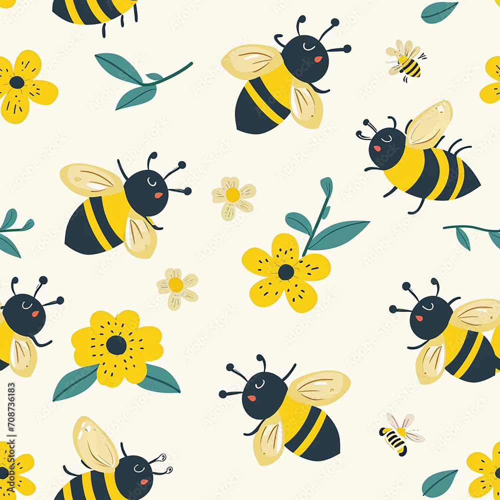 Charming Bees Seamless Pattern: Perfect for Kids' Decor