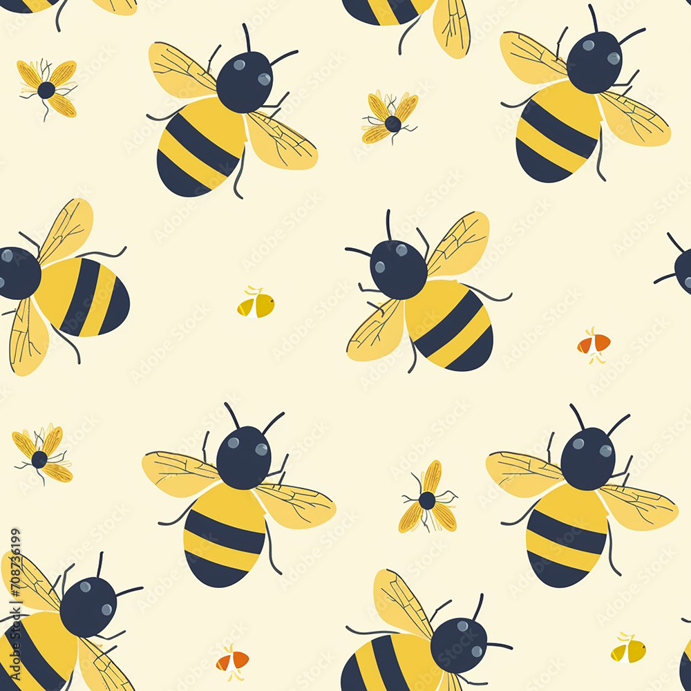 Charming Bees Seamless Pattern: Perfect for Kids' Decor