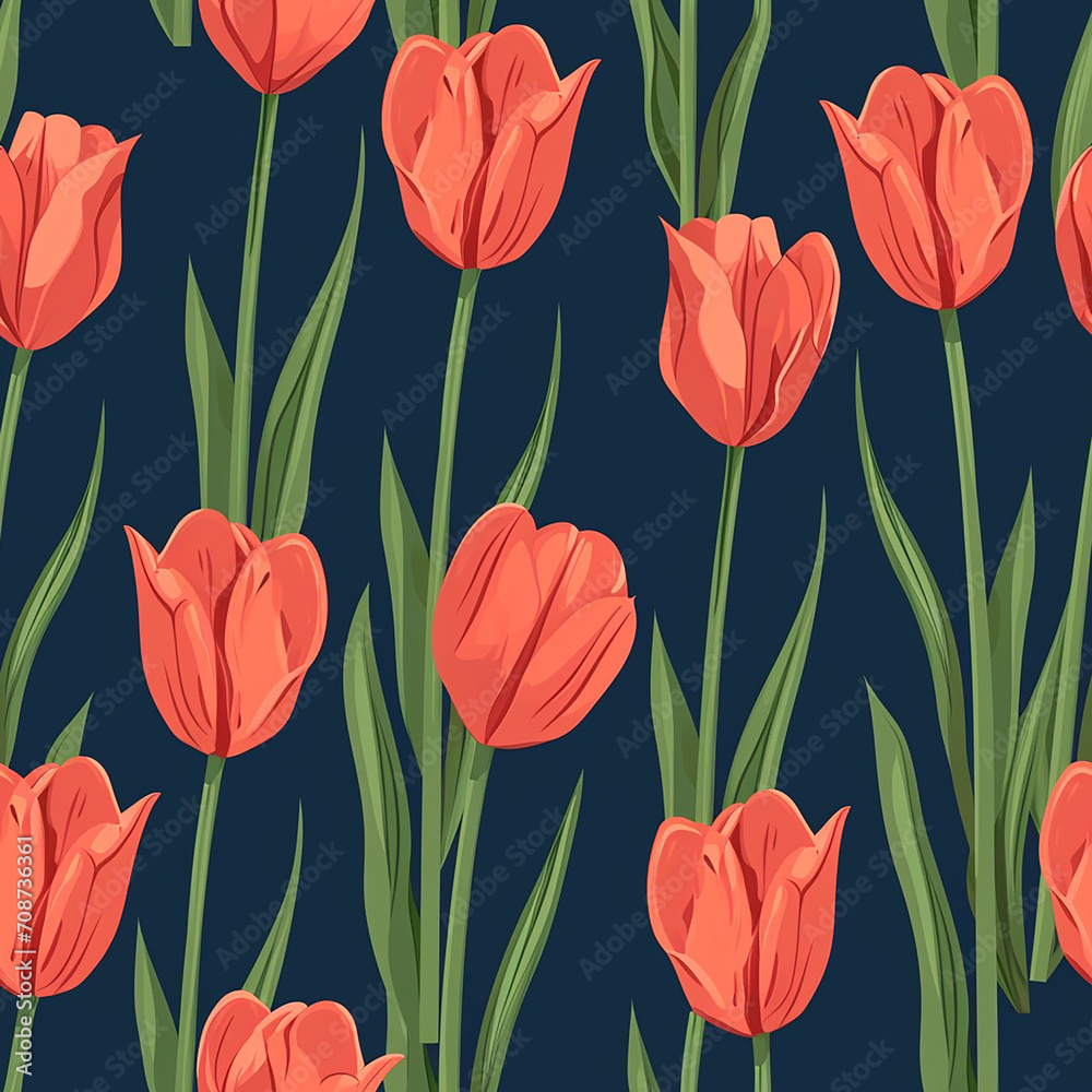 Children's Playful Tulip Pattern: Seamless and Whimsical Children's Playful Tulip Pattern: Seamless and Whimsical
