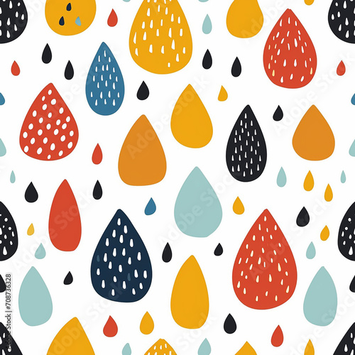 Playful Raindrops Seamless Pattern: Perfect for Children © borisk.photos