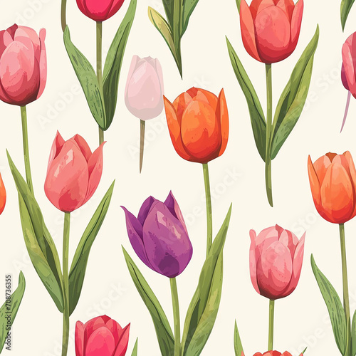 Children s Playful Tulip Pattern  Seamless and Whimsical