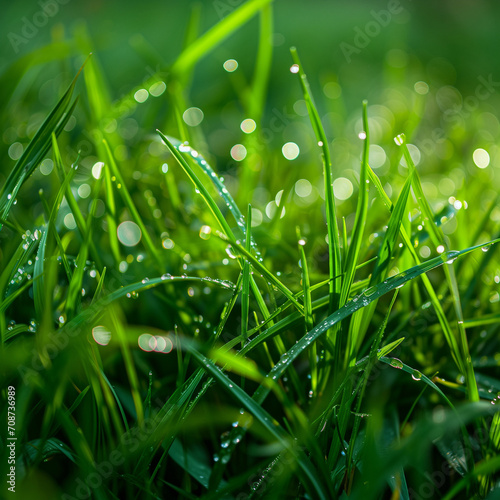 Morning Dew on Lush Green Grass