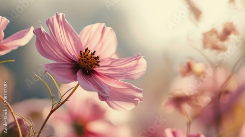  a close up of a pink flower with a blurry background of pink flowers in the foreground and a blurry background of pink flowers in the foreground.