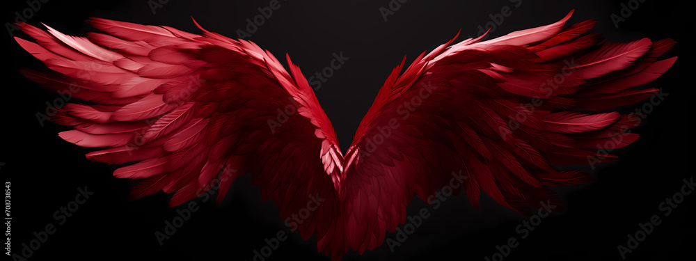 Obraz premium Crimson Ascent: The Heart's Winged Journey