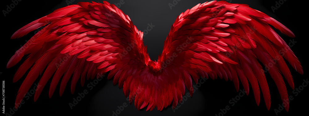 Obraz premium Crimson Ascent: The Heart's Winged Journey