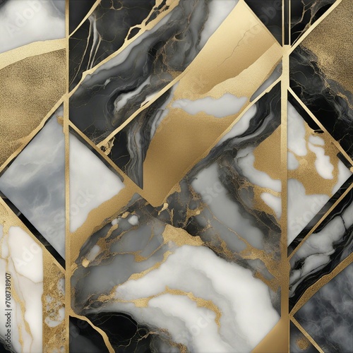 texture art deco black and gold marble wallpaper