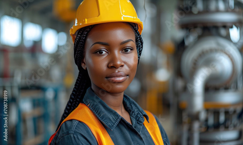 Portrait Black smart African women worker in factory industry workplace as engineer © STORYTELLER