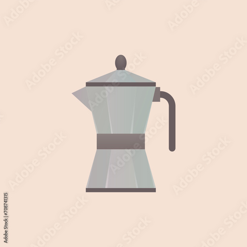Coffee kettle vector illustration, hot drink, coffee lovers, teapot, retro metal coffee kettle, geyser coffee kettle.