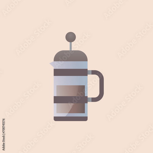 Vector illustration of kettle for brewing coffee, coffee lovers, teapot, glass coffee kettle retro, kitchen utensil for coffee.