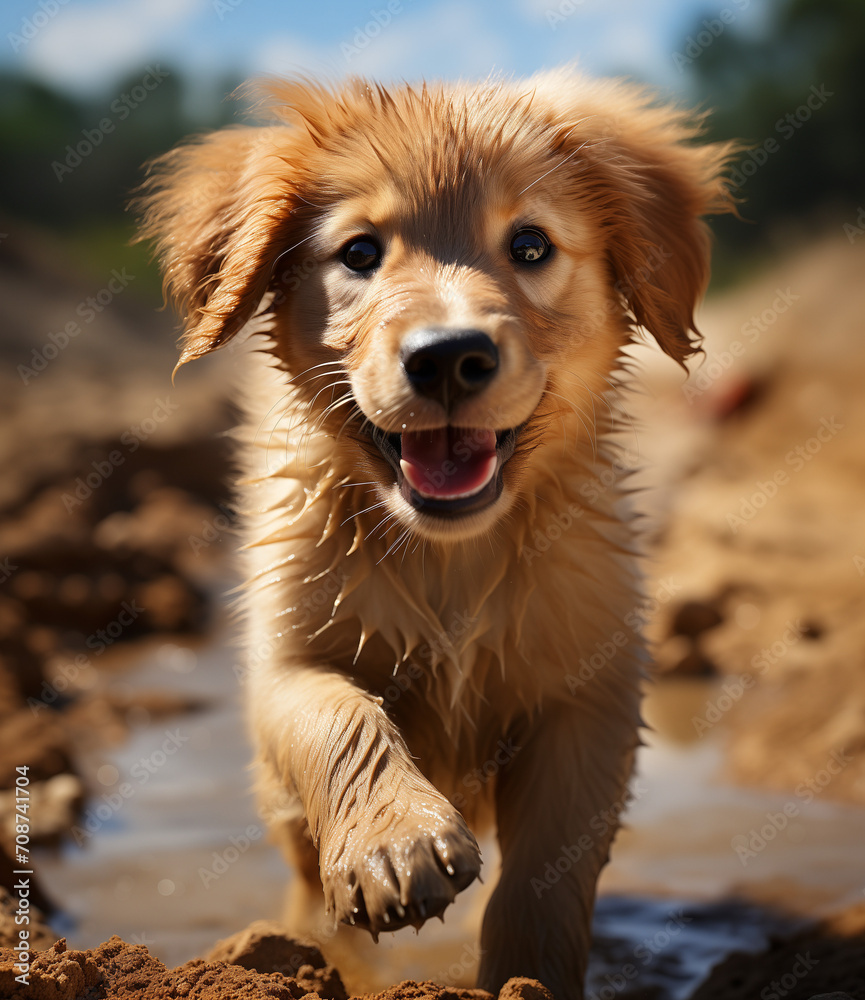 Obraz premium golden retriever running