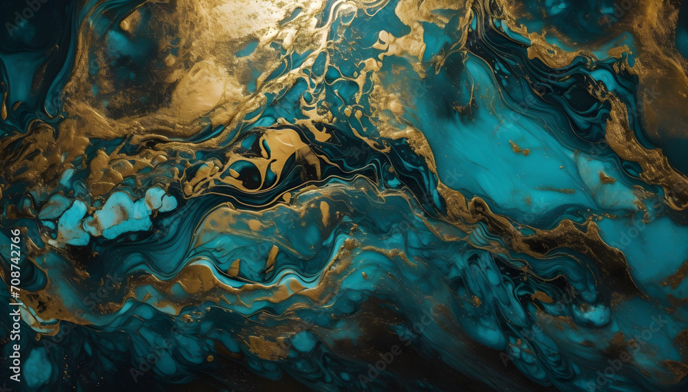 Abstract Golden Blue Jade wallpaper