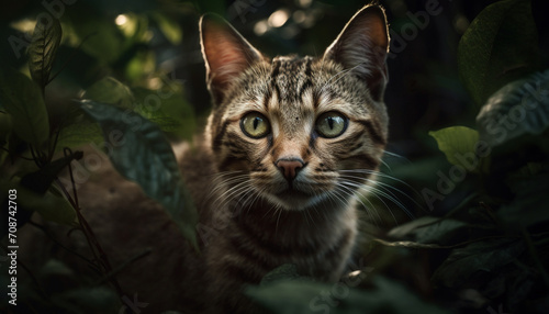 Wallpaper Mural Cute kitten with striped fur sitting in green grass outdoors generated by AI Torontodigital.ca