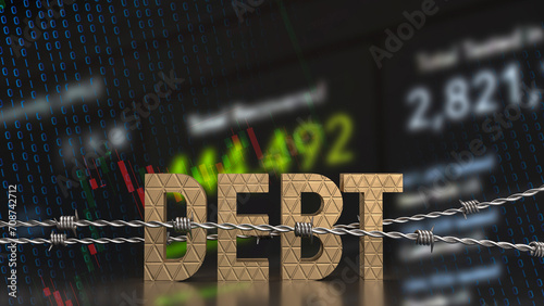 The debt on chart background for business concept 3d rendering. photo