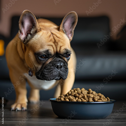 french bulldog with dog food © Aleksandra