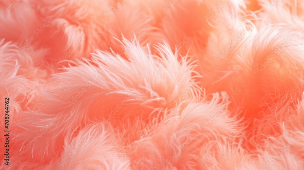Trendy Peach soft feather texture. Background. Fashionable color. Concept of Softness, Comfort and Luxury. Perfect for backdrop, Fashion, Textile, Interior Design. Furry surface.