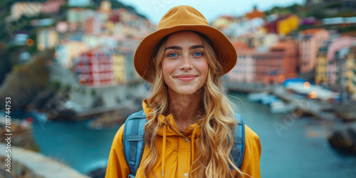 A female traveller in Europe exploring 