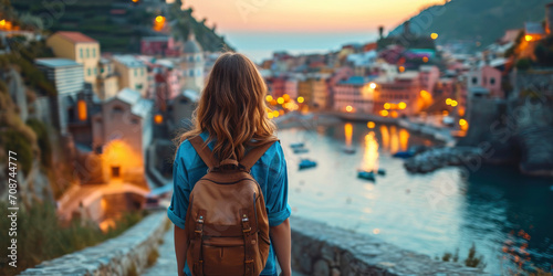 A female traveller in Europe exploring  photo