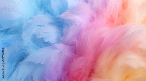 Colorful soft feather texture background. Rainbow colors. Concept of Softness, Comfort and Luxury. Ideal for backdrop, Fashion, Textile, Interior Design. Furry surface.