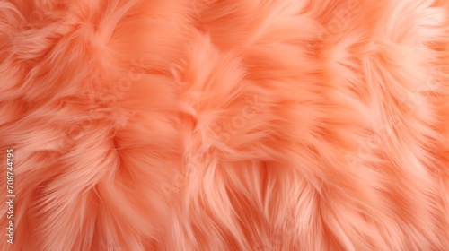 Close-up of peach colored fur texture, soft and fluffy appearance. Ideal for fashion design backgrounds or textile visuals. Fluffy backdrop.