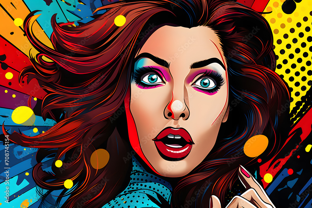 Obraz premium Pop Art Explosion: Digital Background with Bold Colors and Comic Book Elements