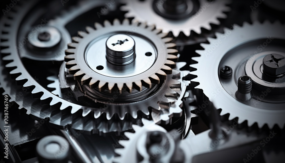 Metallic machinery interlocked, teamwork turning wheels in motion generated by AI Metallic machinery interlocked, teamwork turning wheels in motion generated by AI