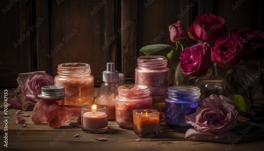 Aromatherapy candle brings relaxation and beauty to nature fresh ambiance generated by AI Aromatherapy candle brings relaxation and beauty to nature fresh ambiance generated by AI