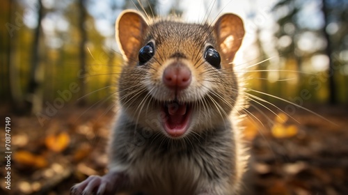 Small Rodent Chipmunk with a Big Smile on its Face photo
