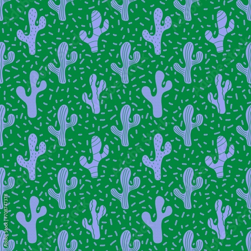 Summer floral seamless cactus pattern for fabrics and linens and wrapping paper and festive packaging