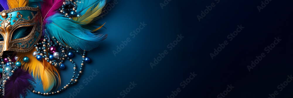 Imagen con motivos de carnaval sobre un fondo azul Imagen con motivos de carnaval sobre un fondo azul