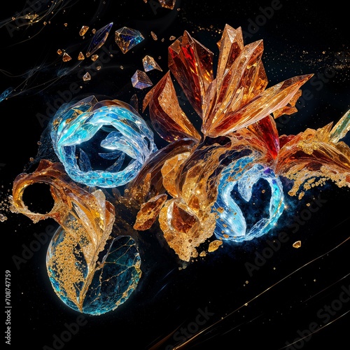 Caramel crystals, colored drops