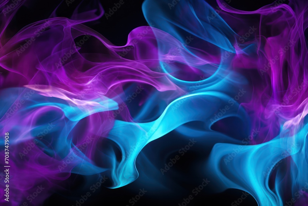 purple blue neon purple smoke fire motion blur abstract background. Gas fuel and renewable energy concept horizontal banner.	