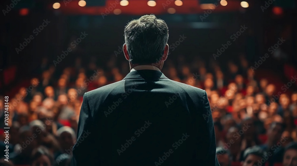 A politician speaking to an audience - obrazy, fototapety, plakaty 