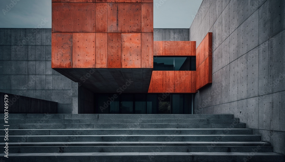 Naklejka premium Modern architecture design clean, abstract, geometric shape, futuristic, empty space generated by AI